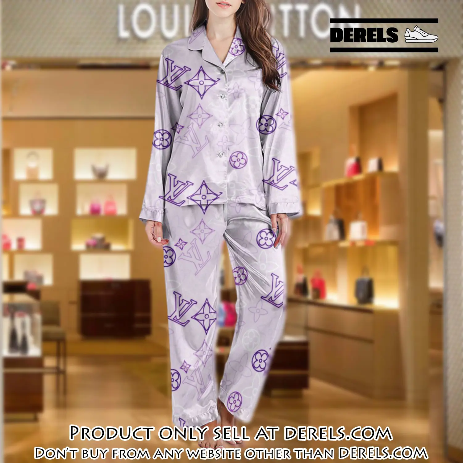 Lv monogram long satin pajama set pjs1031 dr3439286